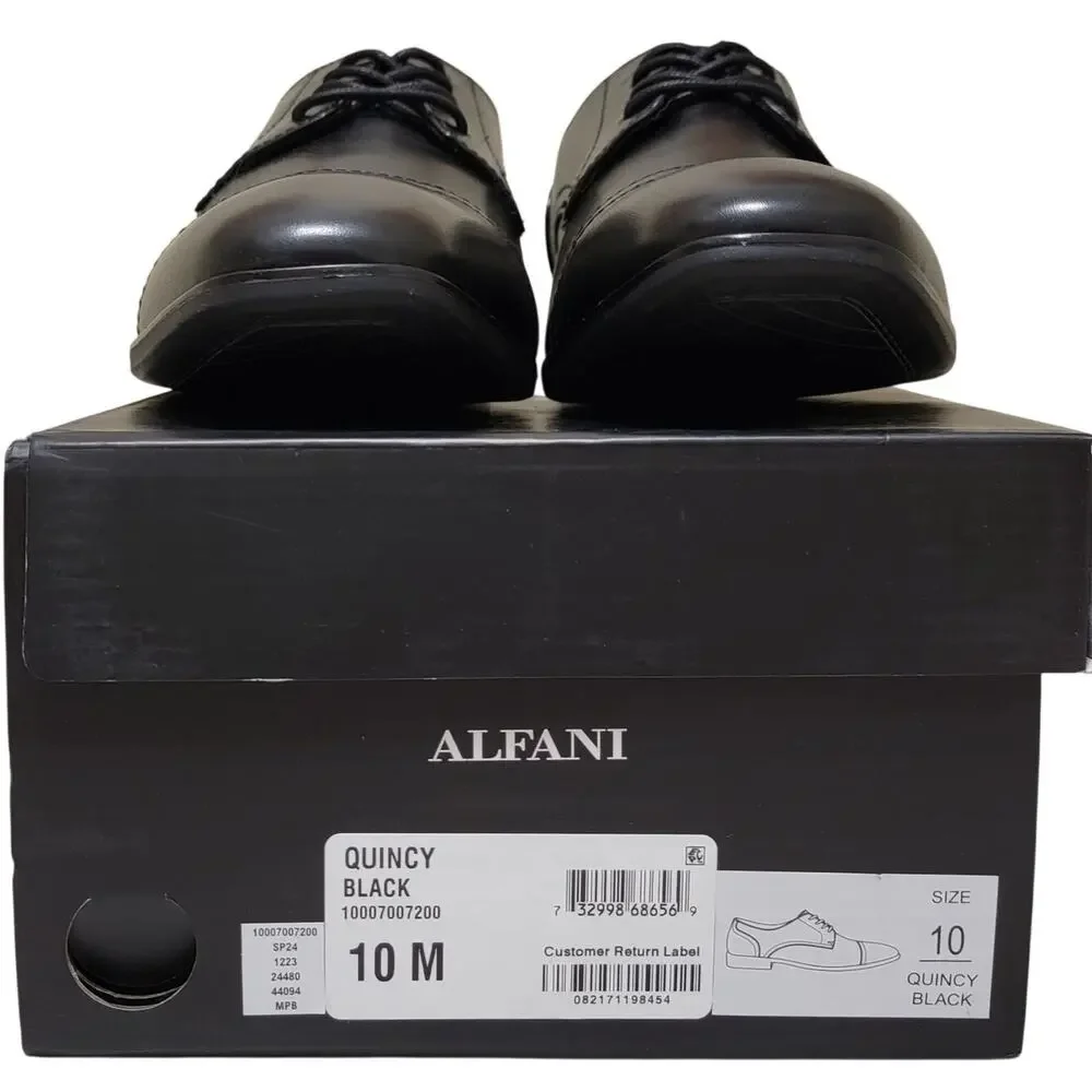 Alfani Men Quincy Cap Toe Derby Oxfords Size US 10M Black Faux Leather